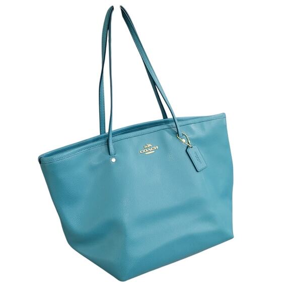 Coach Street Zip Tote Shoulder Bag Crossgrain Leather Womens Handbag Purse Large - Picture 3 of 11